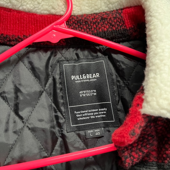 Pull&Bear Checked Sherpa Overshirt Jacket - Picture 3 of 3